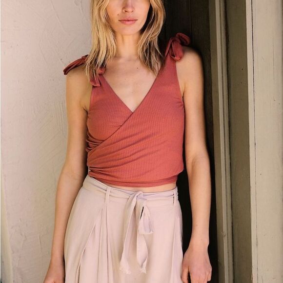 Free People Tops - We The Free People Liz Wrap Cropped Tank Top Size Small